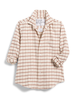 Barry Button Up in Cream and Brown Windowpane