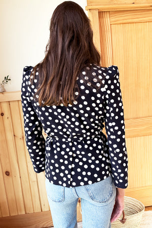 Paris Jacket in Painterly Dots Black + Ivory