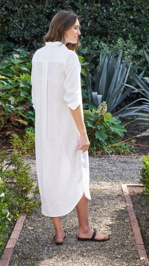 Rory Maxi Shirtdress in White Linen