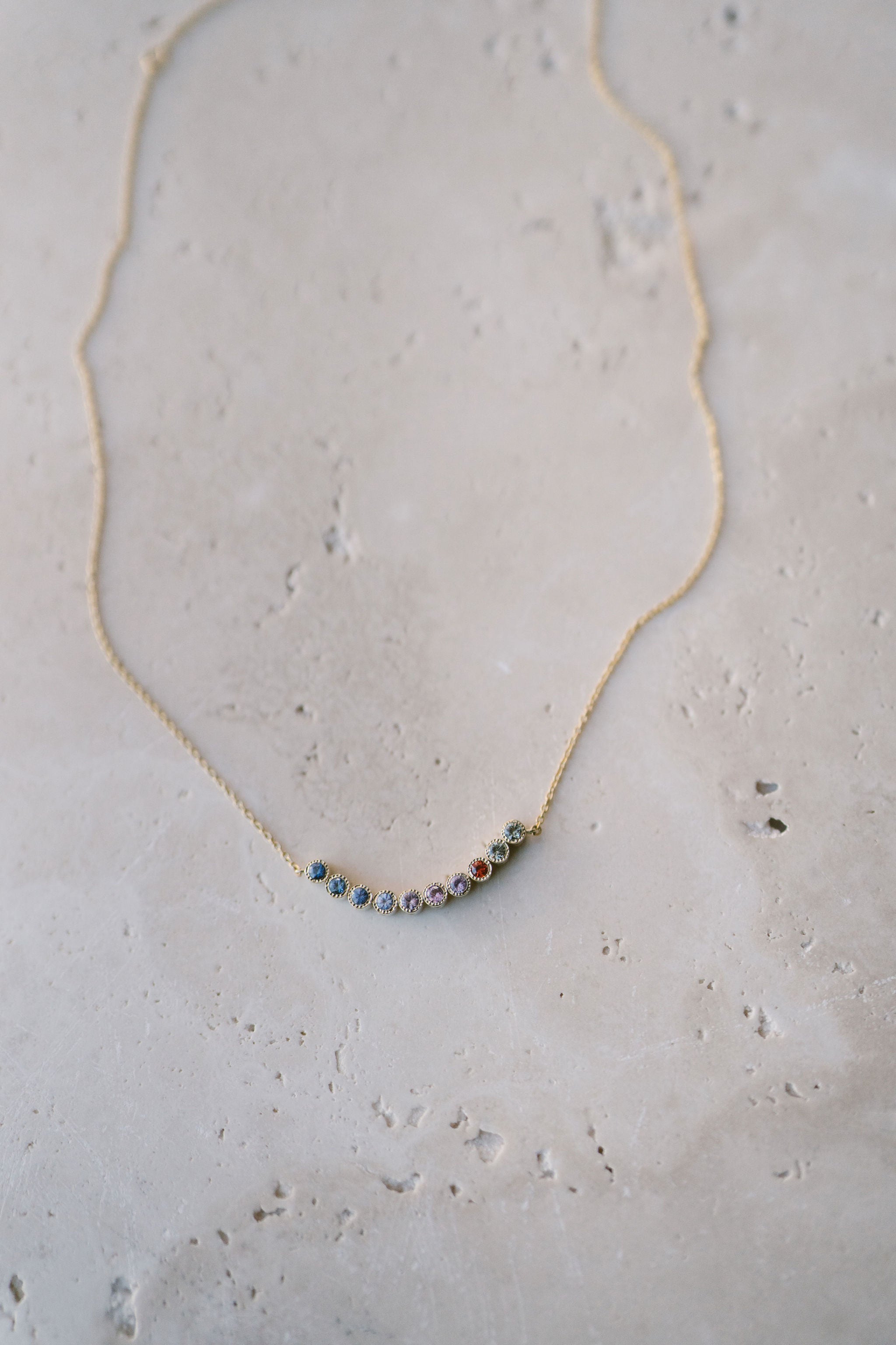 Classic Bezel Stone Double Sided Necklace