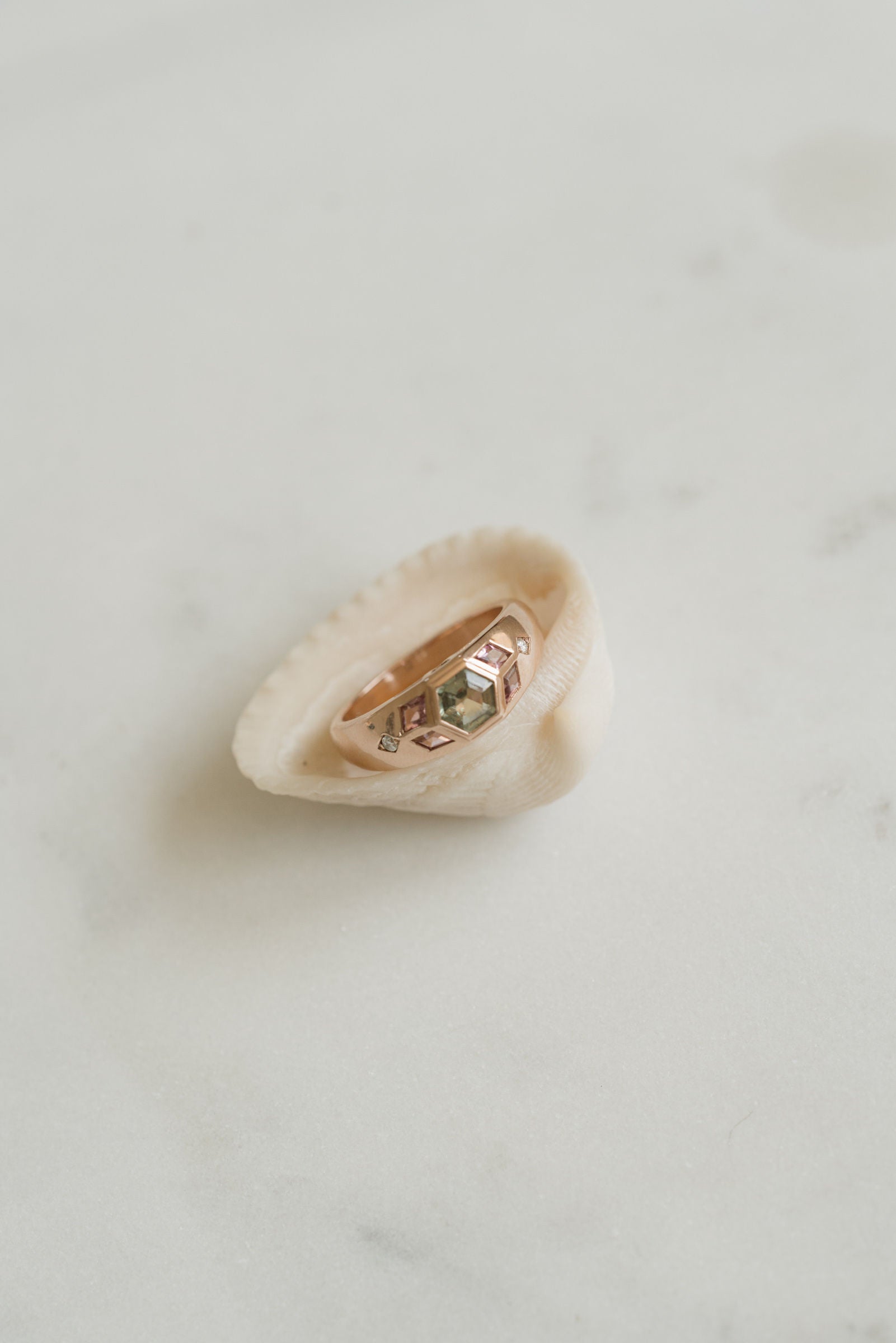 Green Sapphire Pod Ring