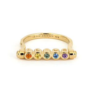 Shining Star Rainbow Bezel Set Flip Ring