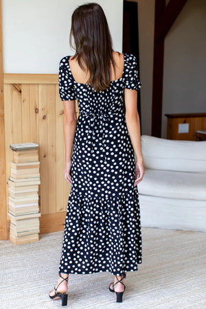 Luie Maxi Dress - Handpainted Dots Black + Ivory