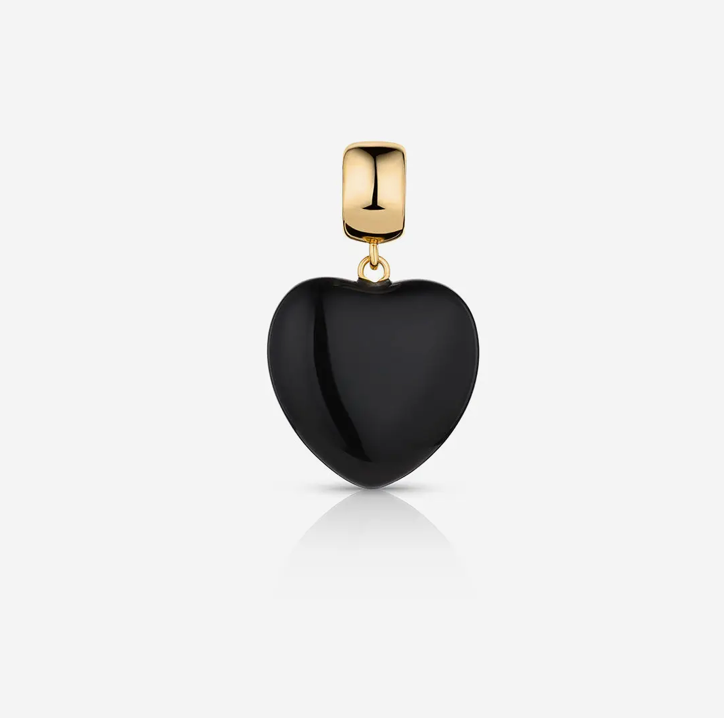 Gemma Onyx Heart Bail Charm