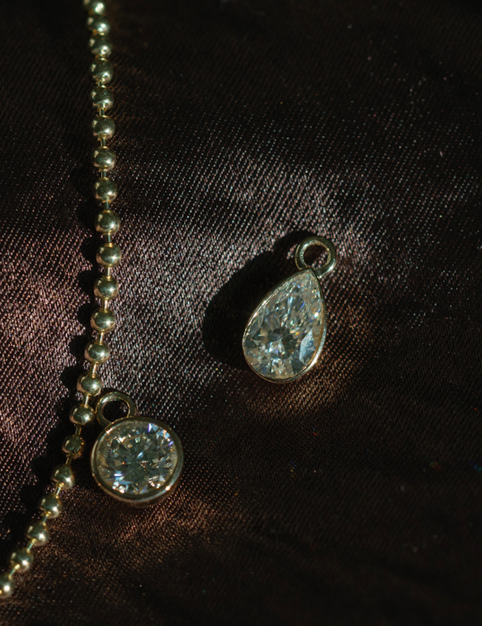 bezel set diamond charm - round brilliant