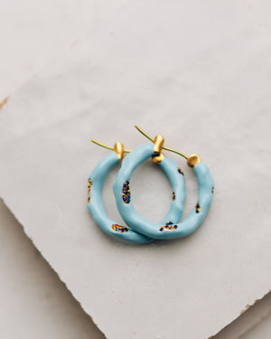 Medium Wave Hoops with Stones