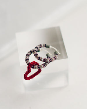 Beaded Hoops with Hearts