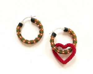 Beaded Hoops with Hearts