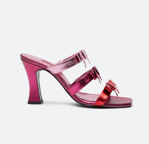 Antoinette Pink + Red Leather Mules